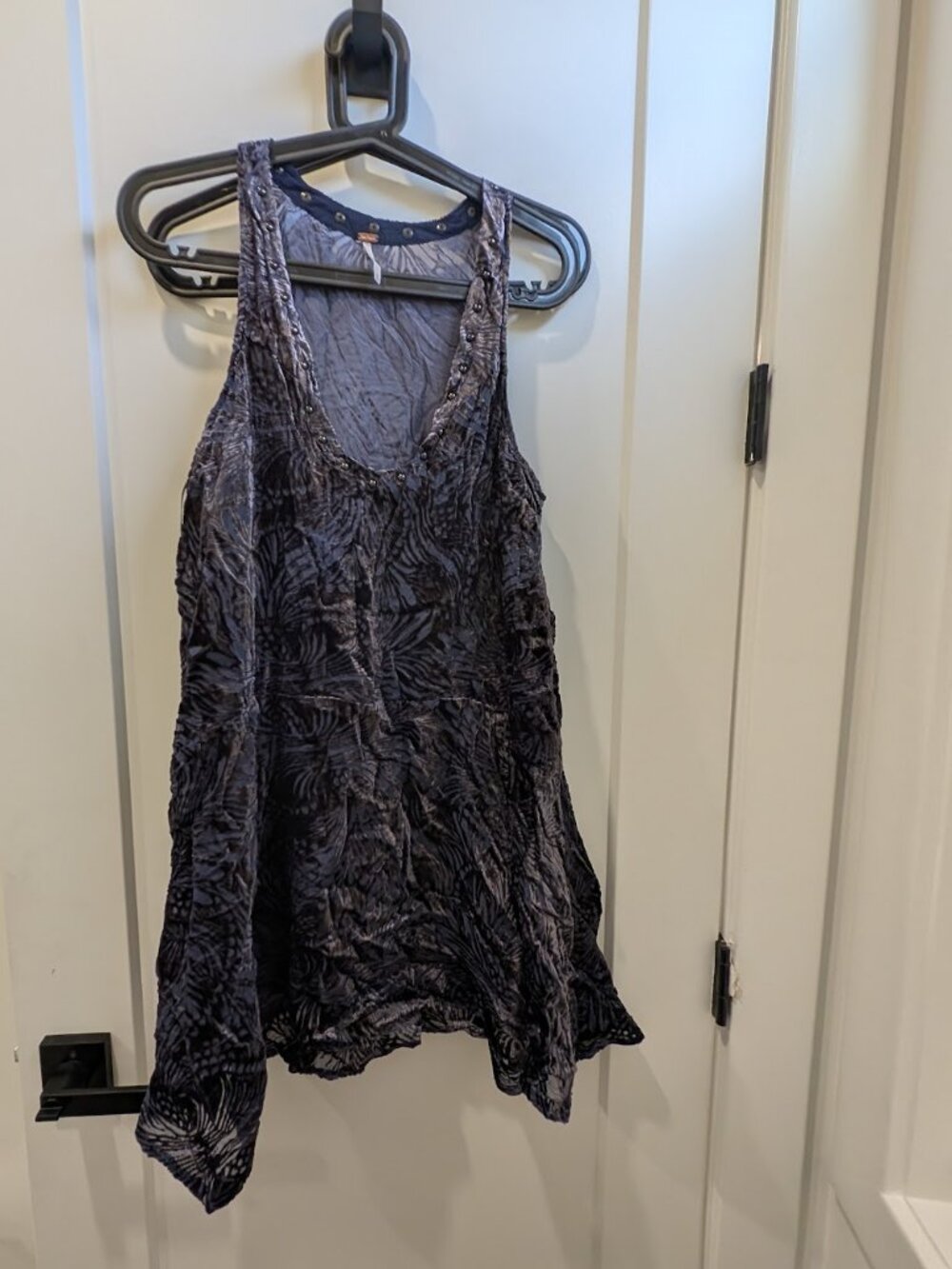 Free People Elie Burnout Velvet Halter Mini Dress Tunic Blue &Purple Sz M